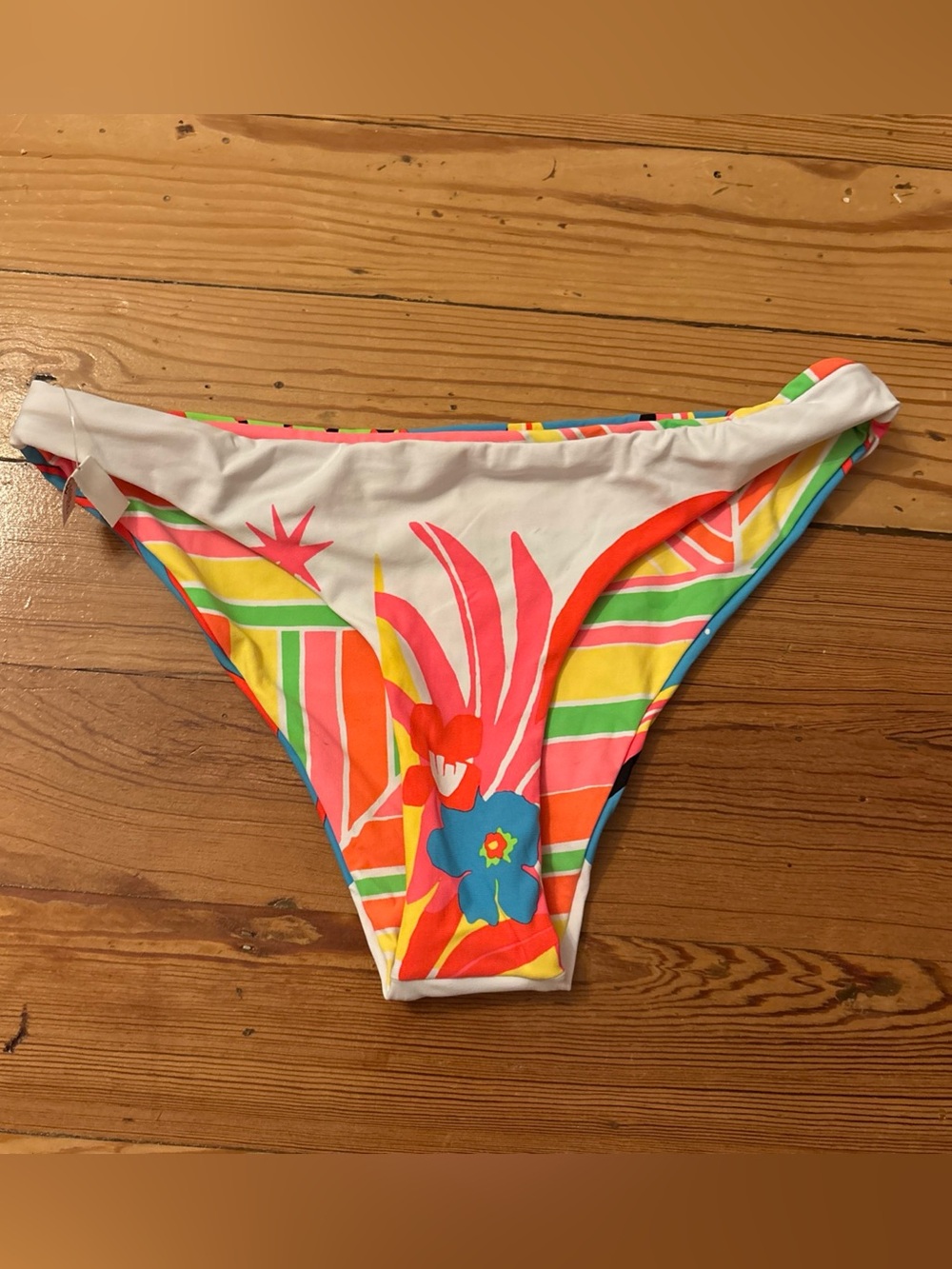 Maaji Reversible Bikini Bottoms Size Medium Neon Tropical